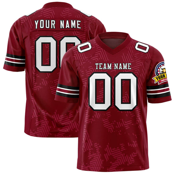 Custom Crimson White-Black Personalized Graffiti Line Design Football Jersey | BuyFootballJersey