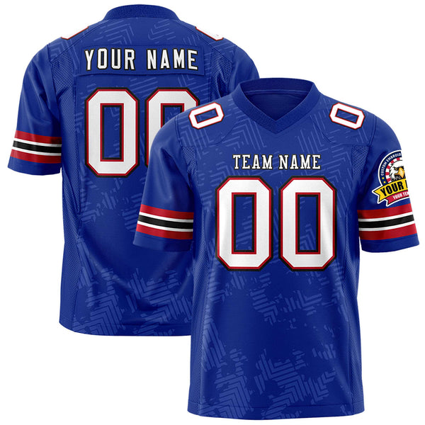 Custom Royal White-Black Personalized Graffiti Line Design Football Jersey | BuyFootballJersey