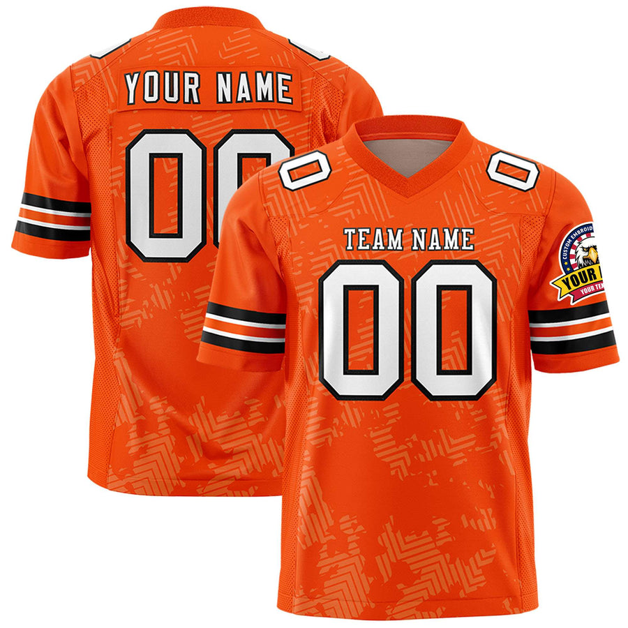 Custom Orange White-Black Personalized Graffiti Line Design Football Jersey | BuyFootballJersey