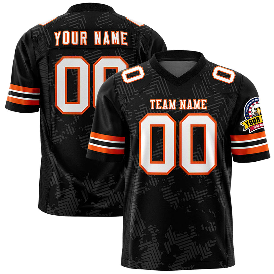 Custom Black White-Orange Personalized Graffiti Line Design Football Jersey | BuyFootballJersey