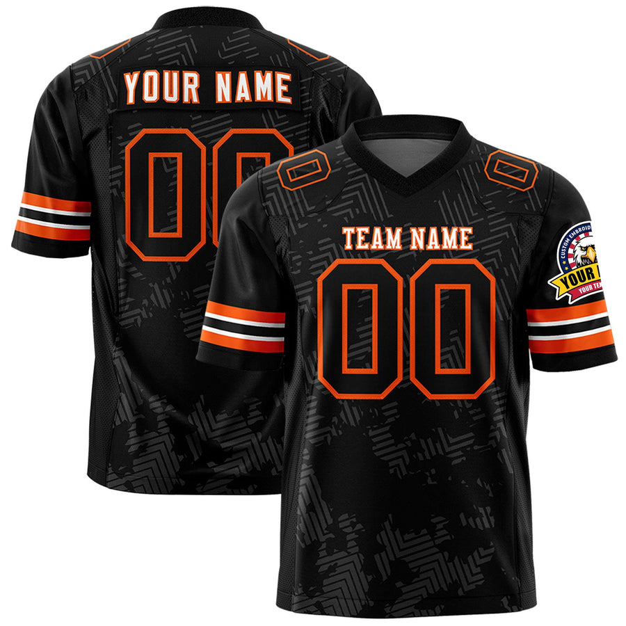 Custom Black White-Orange Personalized Graffiti Line Design Football Jersey | BuyFootballJersey
