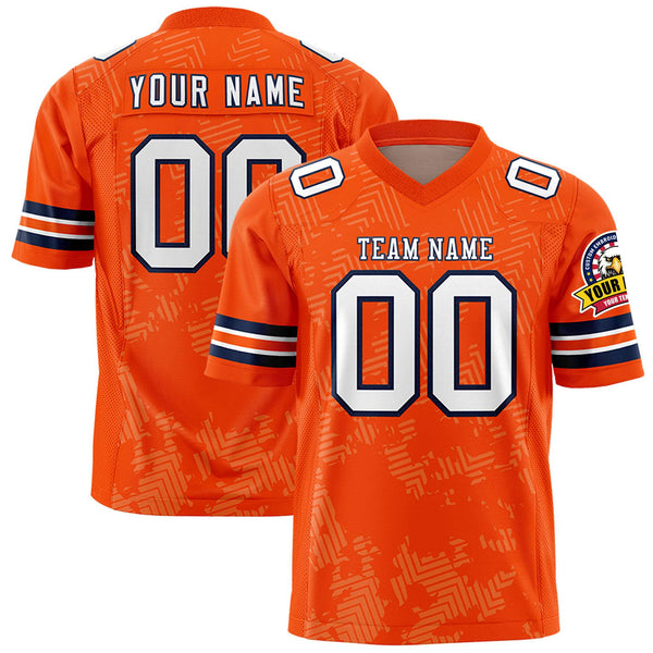 Custom Orange White-Navy Personalized Graffiti Line Design Football Jersey | BuyFootballJersey
