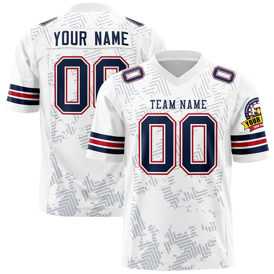 Custom White Navy Personalized Graffiti Line Design Football Jersey | BuyFootballJersey