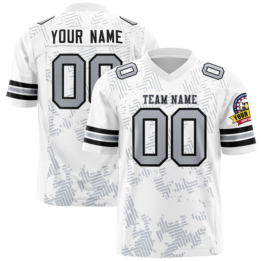 Custom White Black Personalized Graffiti Line Design Football Jersey | BuyFootballJersey