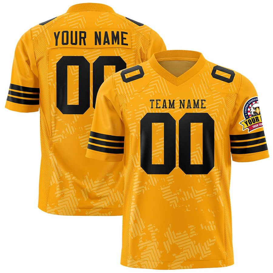 Custom Yellow Black Personalized Graffiti Line Design Football Jersey | BuyFootballJersey
