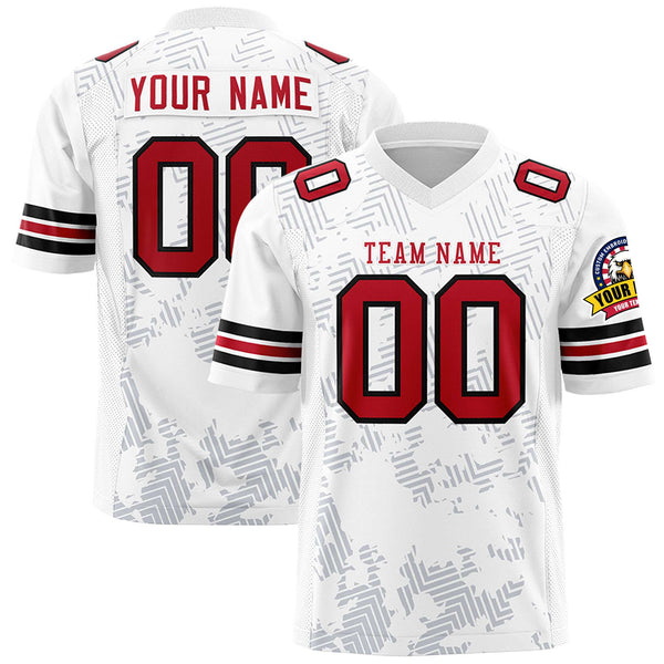 Custom White Red Personalized Graffiti Line Design Football Jersey | BuyFootballJersey