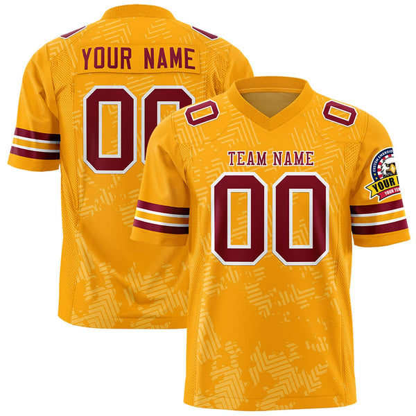 Custom Yellow Crimson Personalized Graffiti Line Design Football Jersey | BuyFootballJersey