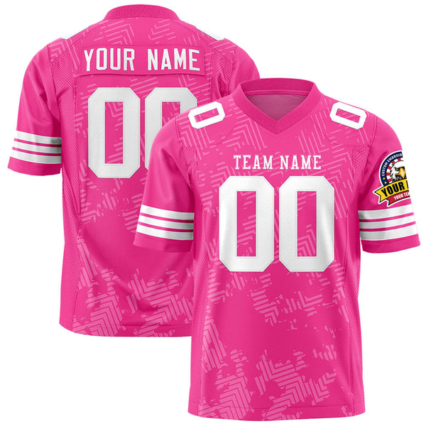 Custom Pink White Personalized Graffiti Line Design Football Jersey | BuyFootballJersey