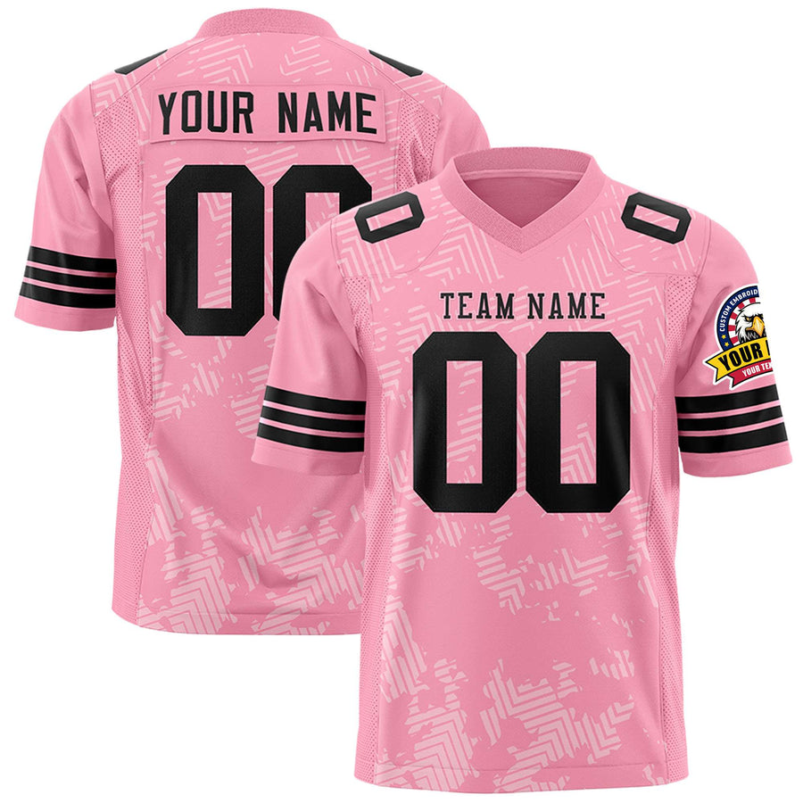 Custom Light Pink Black Personalized Graffiti Line Design Football Jersey | BuyFootballJersey