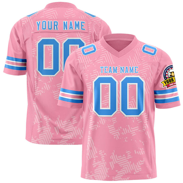 Custom Light Pink Powder Blue-White Personalized Graffiti Line Design Football Jersey | BuyFootballJersey