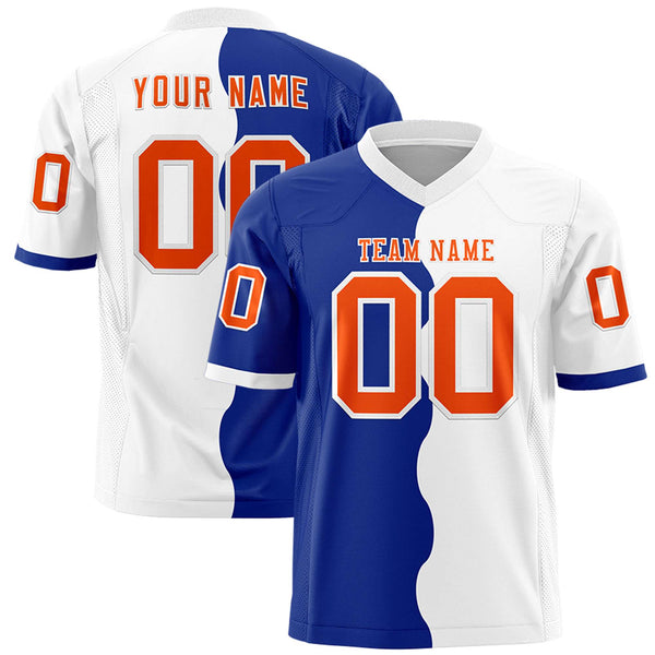 Custom White Royal Split Fashion Mesh Football Jersey | BuyFootballJersey