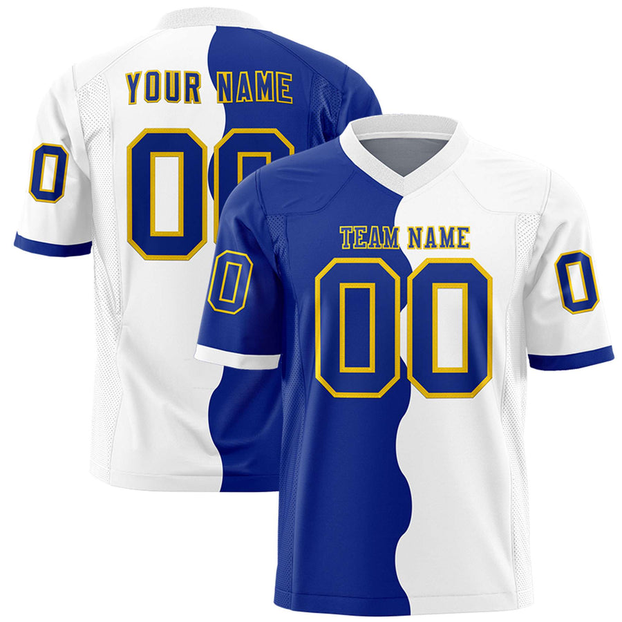 Custom White Royal Split Fashion Mesh Football Jersey | BuyFootballJersey