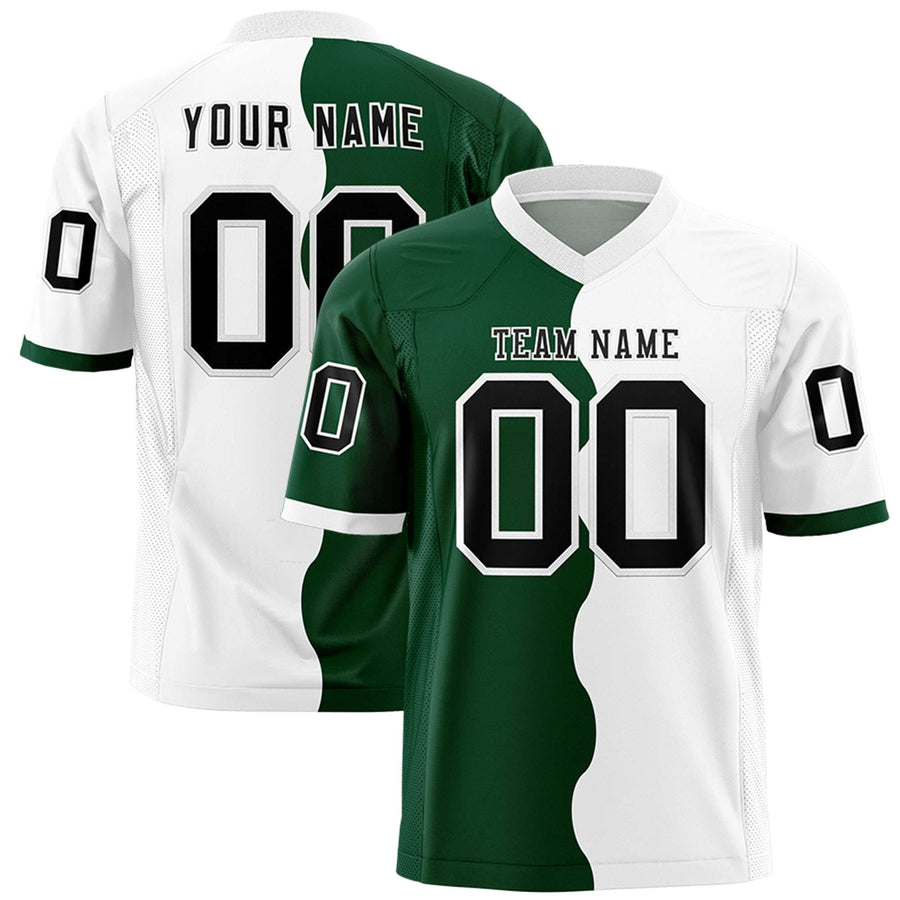Custom White Green Split Fashion Mesh Football Jersey | BuyFootballJersey