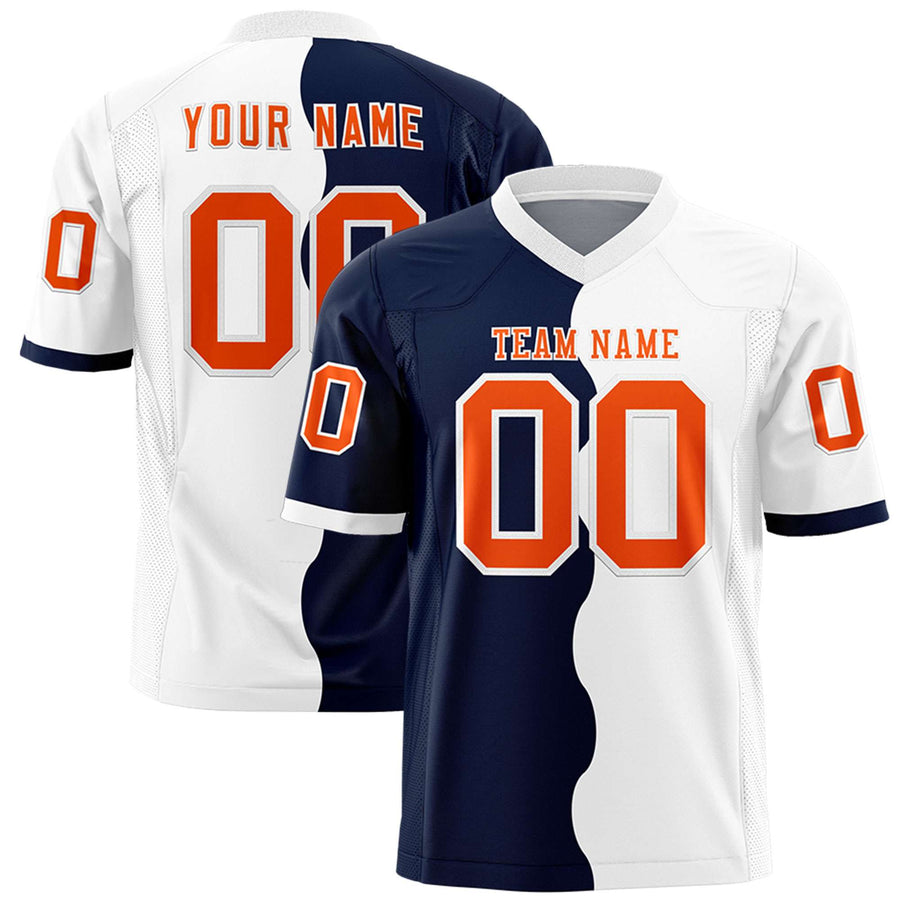 Custom White Navy Split Fashion Mesh Football Jersey | BuyFootballJersey