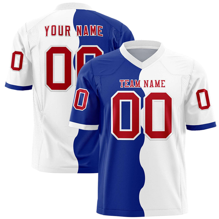 Custom White Royal Split Fashion Mesh Football Jersey | BuyFootballJersey