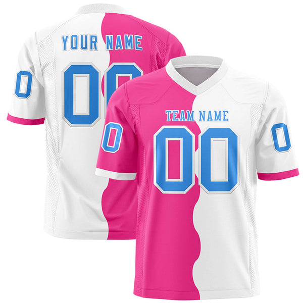 Custom White Pink Split Fashion Mesh Football Jersey | BuyFootballJersey
