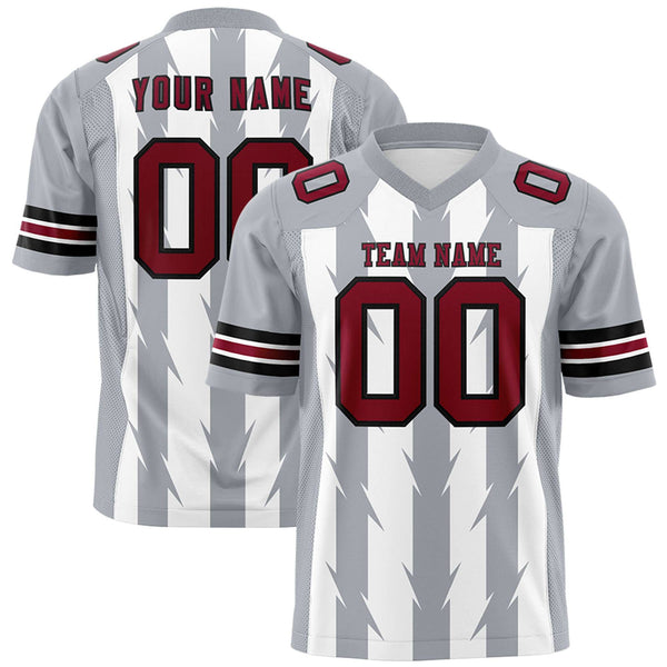 Custom White Gray Personalized Razr Stripe Graffiti Pattern Flag Football Jersey | BuyFootballJersey