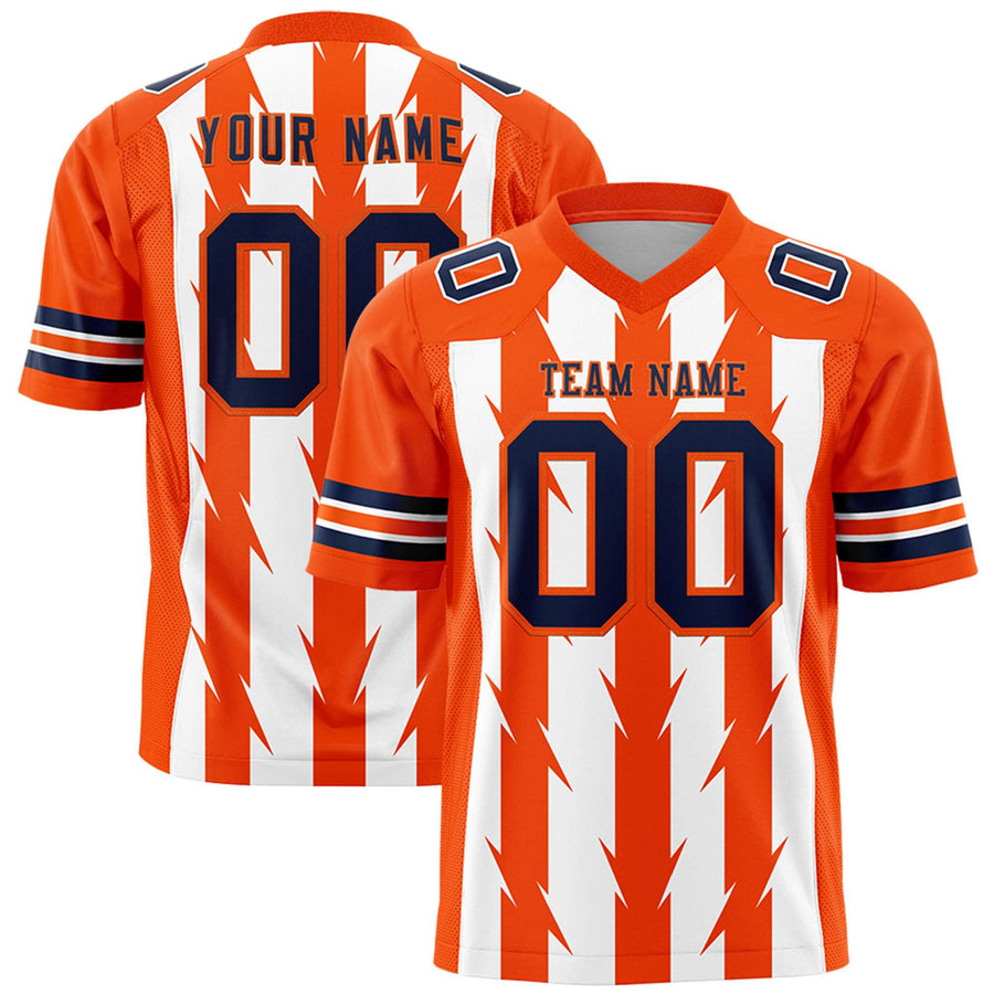 Custom White Orange Personalized Razr Stripe Graffiti Pattern Flag Football Jersey | BuyFootballJersey