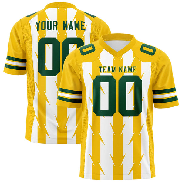 Custom White Gold Personalized Razr Stripe Graffiti Pattern Flag Football Jersey | BuyFootballJersey