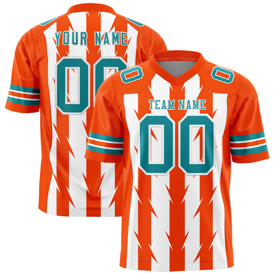 Custom White Orange Personalized Razr Stripe Graffiti Pattern Flag Football Jersey | BuyFootballJersey
