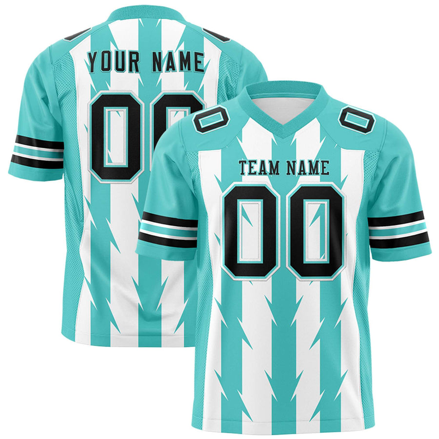 Custom White Bright Green Personalized Razr Stripe Graffiti Pattern Flag Football Jersey | BuyFootballJersey