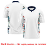 Custom White Navy Ukiyo-e Auspicious Clouds Graffiti Pattern Football Jersey | BuyFootballJersey
