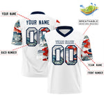 Custom White Navy Sleeve Ukiyo-e Auspicious Clouds Graffiti Pattern Football Jersey | BuyFootballJersey