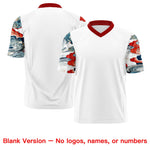 Custom White Red Sleeve Ukiyo-e Auspicious Clouds Graffiti Pattern Football Jersey | BuyFootballJersey