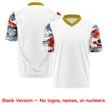 Custom White Old Gold Sleeve Ukiyo-e Auspicious Clouds Graffiti Pattern Football Jersey | BuyFootballJersey