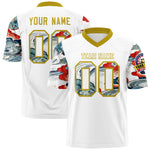 Custom White Old Gold Sleeve Ukiyo-e Auspicious Clouds Graffiti Pattern Football Jersey | BuyFootballJersey