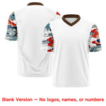 Custom White Light Brown Sleeve Ukiyo-e Auspicious Clouds Graffiti Pattern Football Jersey | BuyFootballJersey