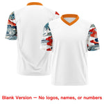 Custom White Orange Sleeve Ukiyo-e Auspicious Clouds Graffiti Pattern Football Jersey | BuyFootballJersey