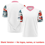 Custom White Light Pink Sleeve Ukiyo-e Auspicious Clouds Graffiti Pattern Football Jersey | BuyFootballJersey