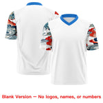 Custom White Light Blue Sleeve Ukiyo-e Auspicious Clouds Graffiti Pattern Football Jersey | BuyFootballJersey