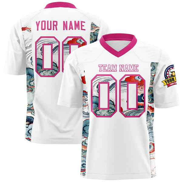 Custom White Rose Red Ukiyo-e Auspicious Clouds Graffiti Pattern Football Jersey | BuyFootballJersey