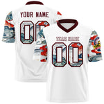 Custom White Burgundy Sleeve Ukiyo-e Auspicious Clouds Graffiti Pattern Football Jersey | BuyFootballJersey