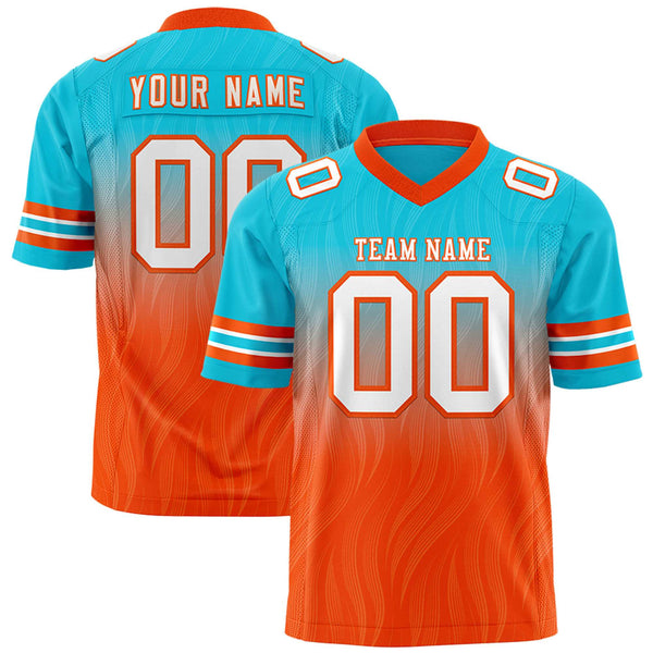 Custom Sky Blue Orange Gradient Fashion Outdoor Flag Football Jersey | BuyFootballJersey