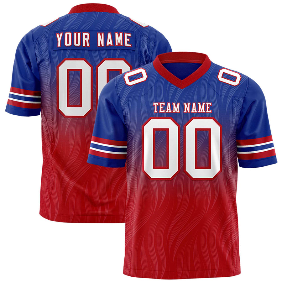 Custom Royal Red Gradient Fashion Outdoor Flag Football Jersey | BuyFootballJersey