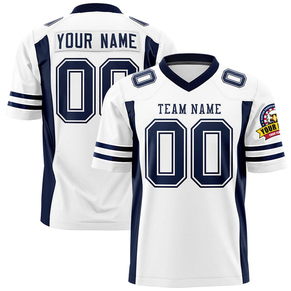 Custom White Navy Personalized Insert Color Design Football Jersey | BuyFootballJersey