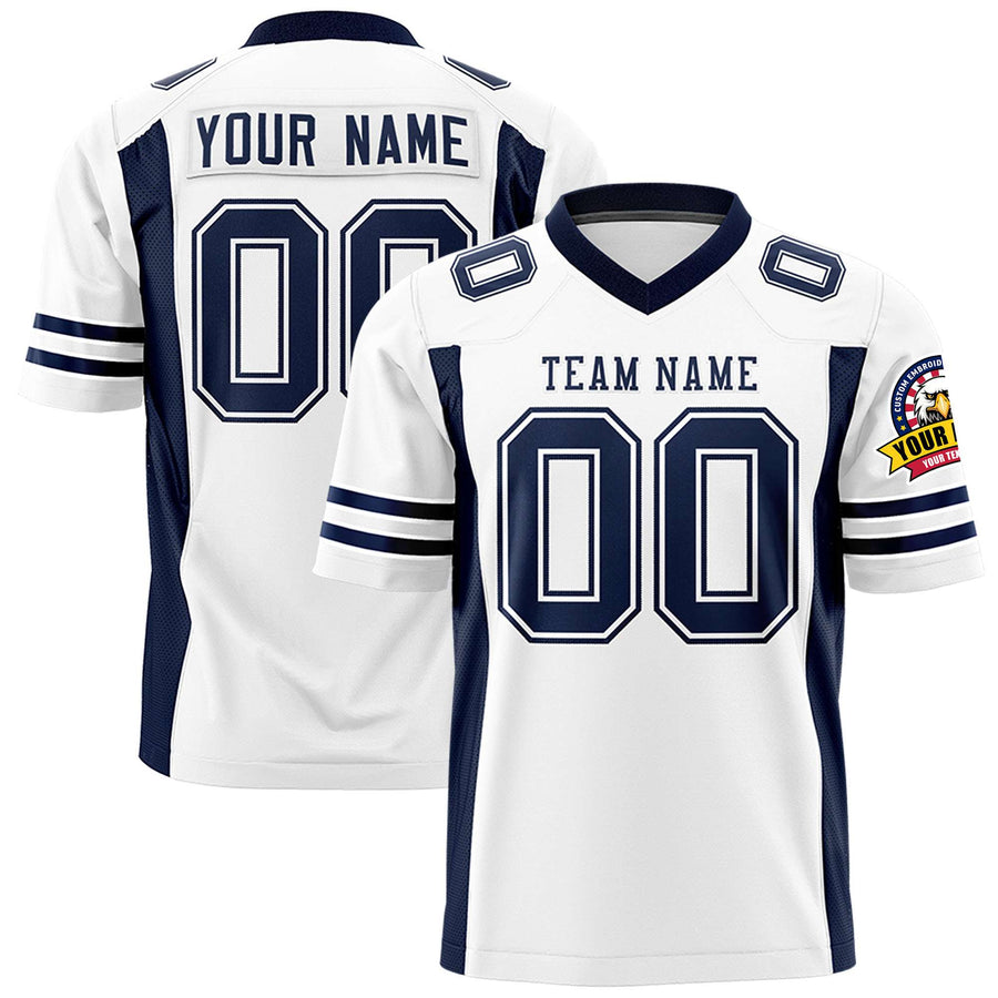 Custom White Navy Personalized Insert Color Design Football Jersey | BuyFootballJersey