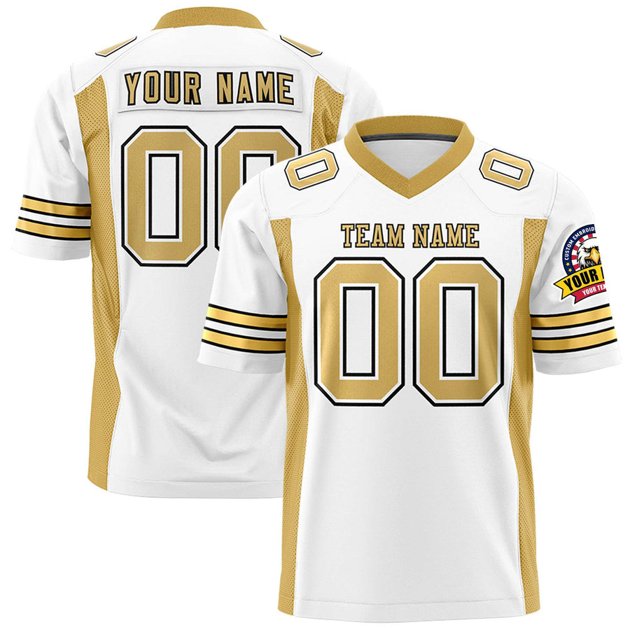 Custom White Old Gold Personalized Insert Color Design Football Jersey | BuyFootballJersey