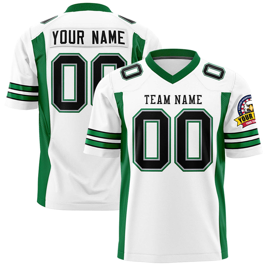 Custom White Kelly Green Personalized Insert Color Design Football Jersey | BuyFootballJersey