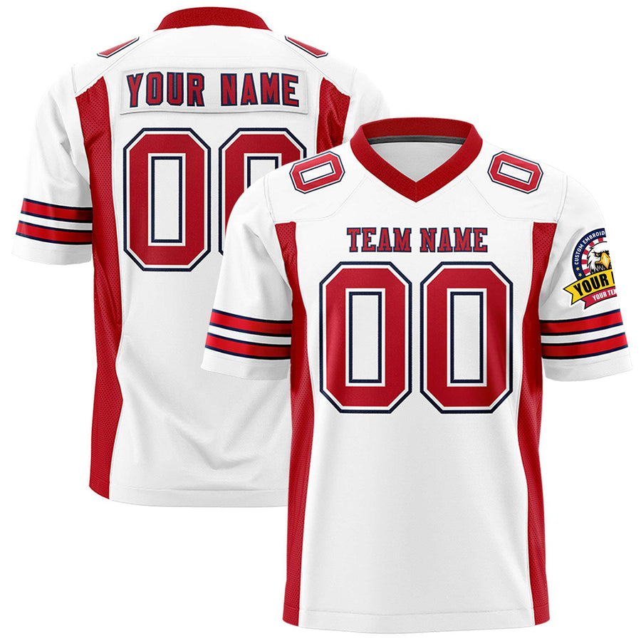 Custom White Red Personalized Insert Color Design Football Jersey | BuyFootballJersey