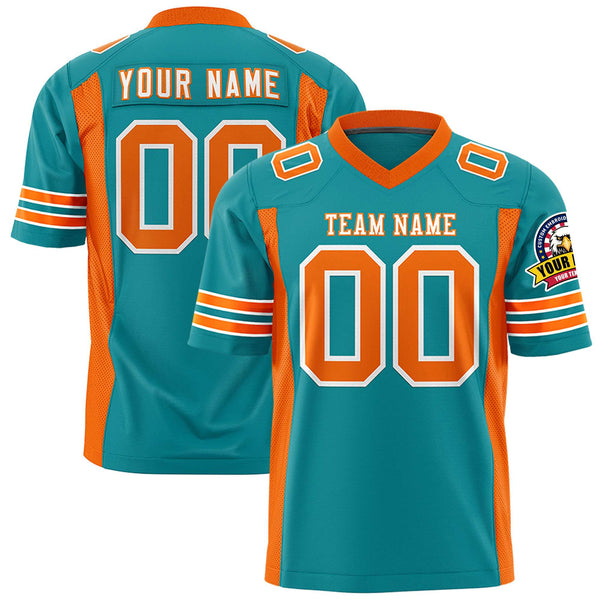 Custom Aqua Orange Personalized Insert Color Design Football Jersey | BuyFootballJersey