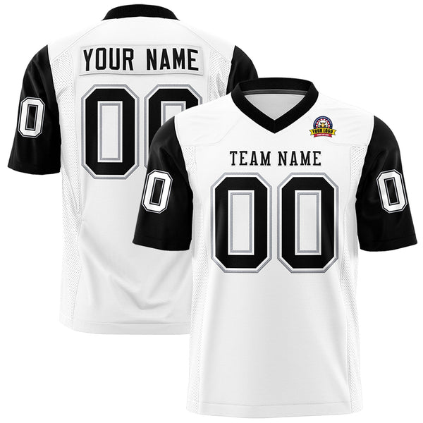 Custom White Black Personalized Raglan Sleeves Design Football Jersey | BuyFootballJersey