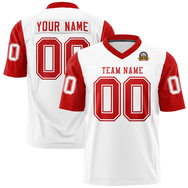 Custom White Red Personalized Raglan Sleeves Design Football Jersey | BuyFootballJersey