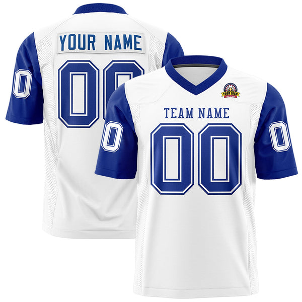 Custom White Royal Personalized Raglan Sleeves Design Football Jersey | BuyFootballJersey