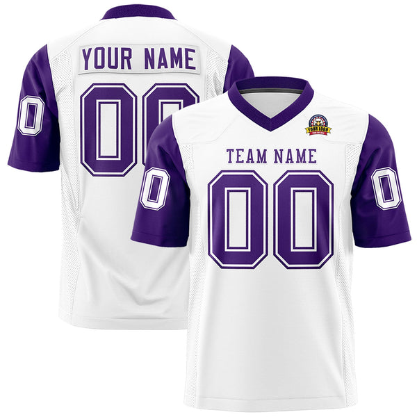 Custom White Purple Personalized Raglan Sleeves Design Football Jersey | BuyFootballJersey