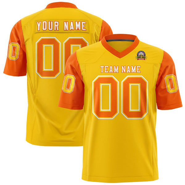Custom Gold Orange Personalized Raglan Sleeves Design Football Jersey | BuyFootballJersey