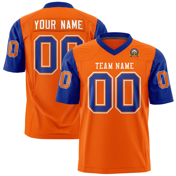 Custom Orange Royal Personalized Raglan Sleeves Design Football Jersey | BuyFootballJersey